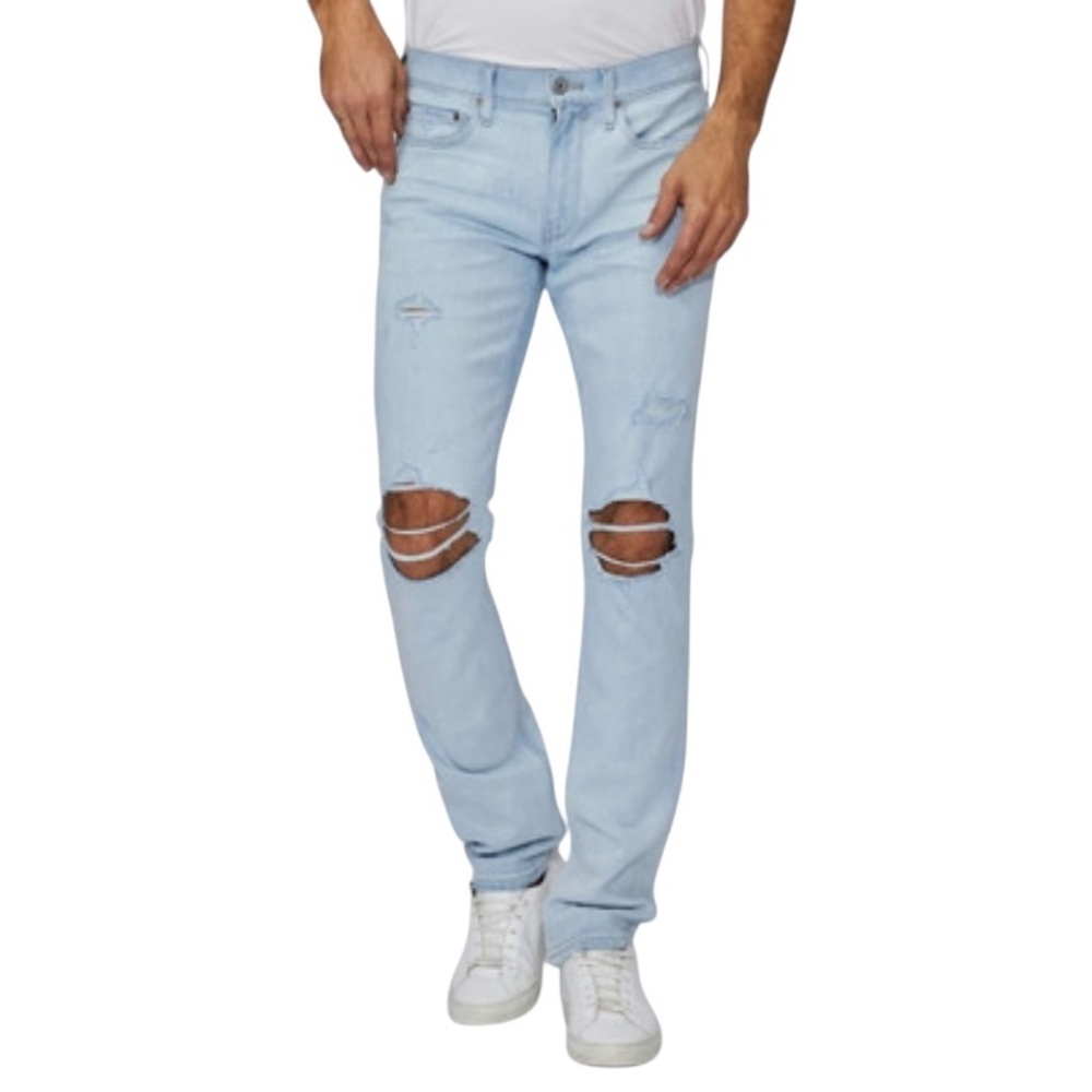 PAIGE Men's Lennox Slim in Bobby Destructed Light Blue Size 32